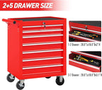 7-Drawer Rolling Tool Chest w/Drawers & Lock, Tool Storage Cabinet with Lockable Wheels, Top Cushion & Drawer Liners, Tool Organizer Box for Garage, Warehouse & Repair Sho