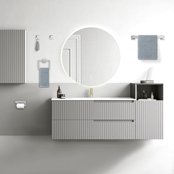 10-Pieces Brushed Nickel Bathroom Hardware Accessories Set,23.6 Inch Towel Bar Set,Stainless Steel Bathroom Hardware Set Towel Holder Set for Bathroom,Wall-Mounted Bathroom Accessories Kit