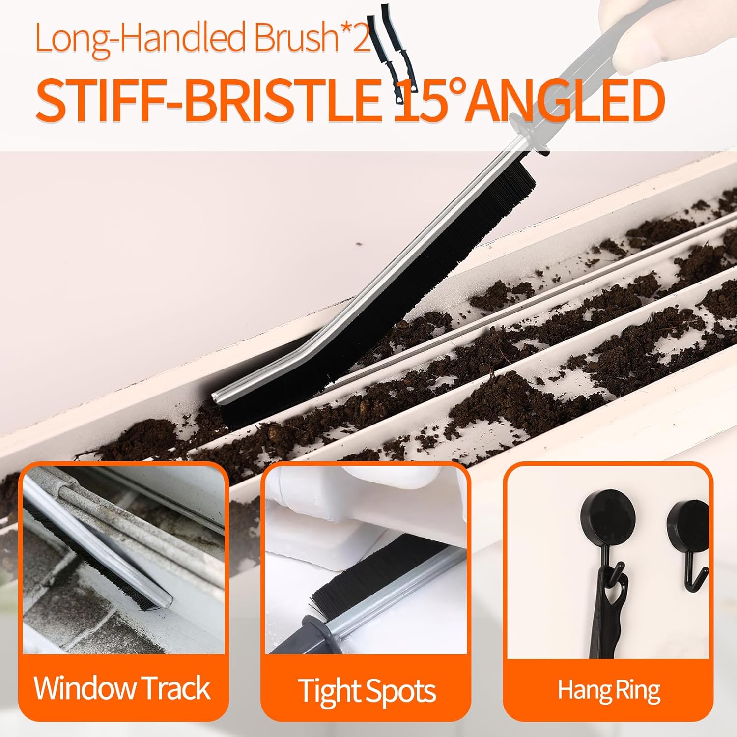 12PCS Window Screen Cleaner - Large Brush Face Mesh Screen Cleaning Brush, Detachable Window Cleaner Tool with Wet and Dry Dual Use + 9 Groove Brushes with 2 Replacement Sponges