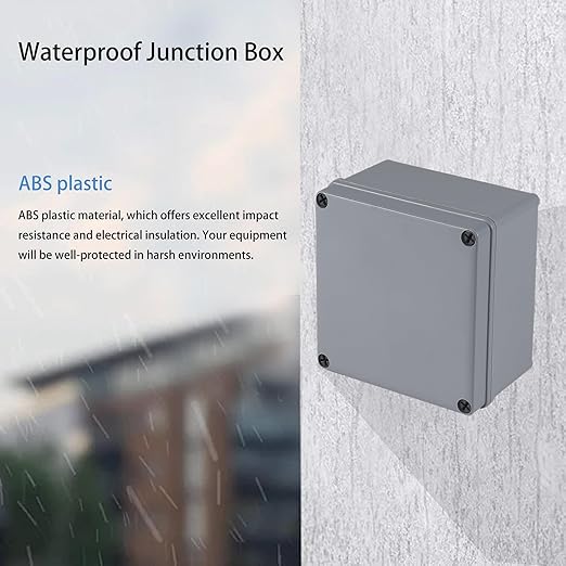 6 Pack Junction Box-4" x 4" x 3" IP65 ABS Plastic Dustproof Waterproof Electrical Box Project Junction Conduit Box for Electrical Outdoor Enclosure