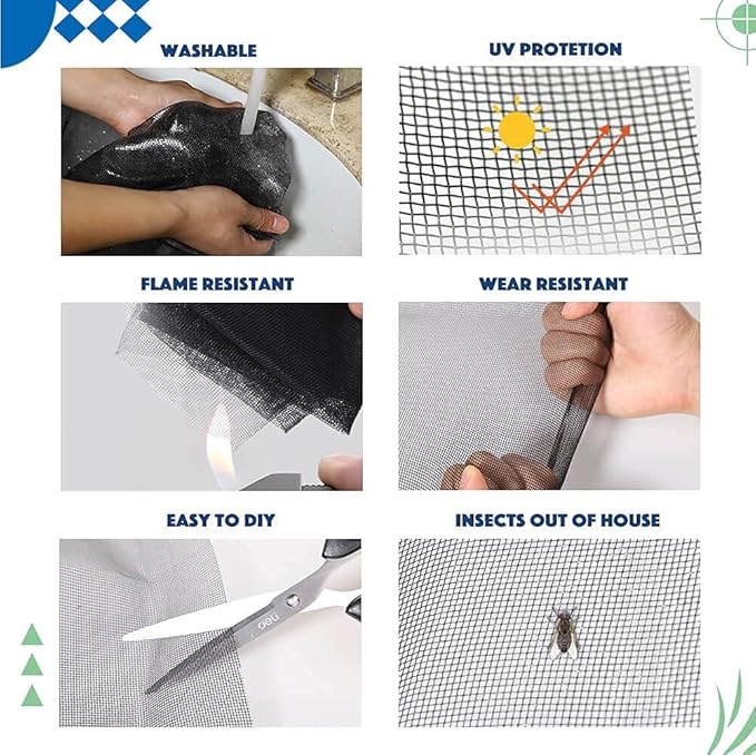 Windows Screen and Screen Door Replacement, 59"x106" Durable Fiberglass Screen Mesh- Window Screen & Sliding Screen Door Repair for Patio and Windows