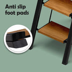 Taranta 4 Step Ladder,Aluminum Lightweight Folding 4 Step Stool with Anti-Slip Wide Pedal, 330lbs Capacity Step Ladder for Household,Kitchen,Office - BlackWoodgrain