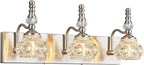 Modern Glass Crystal Vanity Light - Vintage Bathroom Lighting Fixtures Over Mirror, 3 Light Vanity Lights G9 Bulb (19.68 Inch, Nickel)