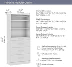 Bestar 36W x 16D Modular Closet Organizer System Tower, Reach-in Closet or Walk-in with Shelves and 4 Drawers, Slab Style, Florence Collection, White