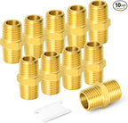 GASHER 10PCS Brass Hex Nipple, 1/2-Inch Male Pipe x 1/2-Inch Male Pipe Fitting