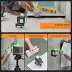 CIGMAN 3D Laser Level with Tripod,Remote Control,Compact Design,4000mAh Battery,Rotary Base,3x360°Self-Leveling Green Laser Leveler for Picture Hanging and DIY Projects