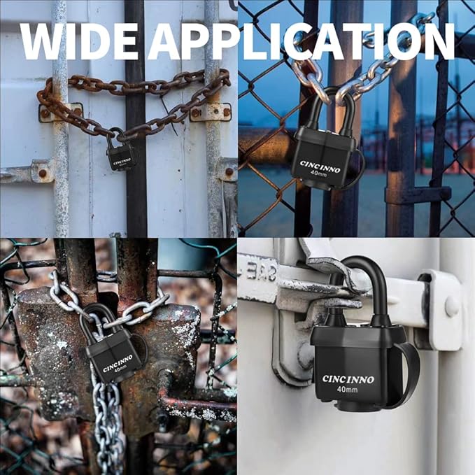 Heavy Duty Weatherproof Laminated Padlock with Key，2.2 Inch Long Shackle Pad Lock with Same Key for Door, Gate, Shed, Trailer, Storage, Chain, 12 Pack