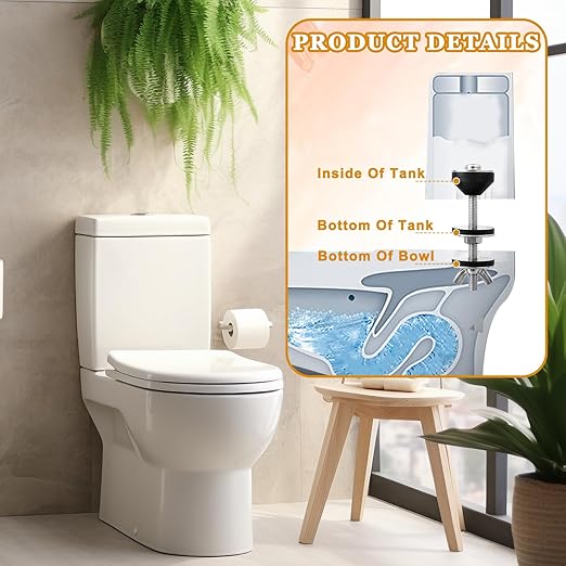 2 PCS Universal Toilet Tank to Bowl Bolts Seat Screws Replacement Kit, Heavy Duty Toilet Tank Bolts Kit, Stainless Steel Seat Screws and Waterproof Rubber Washers with Extra Long Nut for Fastening