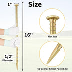 16 Inch Rebar Stakes 1/2 Inch Diameter Galvanized Steel Ground Anchors Heavy Duty Anchoring Spikes for Speed Bump, Parking Curb and Tent (10 Pack)