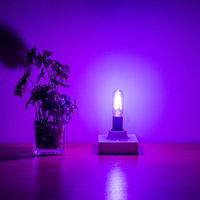 Small Base Purple Light Bulb E12 Colored Chandelier Light Bulbs, 4W 40 Watt Equivalent Dimmable Purple Candelabra Light Bulbs, 6 Pack