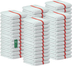 Bar Mop Red Stripe 10 lbs 16x19 Pack of 60, 100% Cotton Double Stitched Route Ready Absorbent Kitchen Towel Dish Towels and Dishcloths Towels Sets Washcloth Kitchen Towels