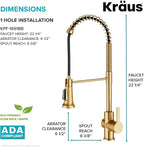 KRAUS Britt 2nd Gen Commercial Style Pull-Down Single Handle Kitchen Faucet in Brushed Brass, KPF-1691BB