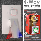 Enga 10 Inch + Dual 6-Inch Rain Shower System, Four Modes Diverter Shower Faucet with Handheld, Luxury Rain Mixer Shower Combo Set, Brushed Nickel