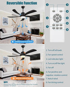60 Inch Ceiling Fans with Lights Remote, Black Ceiling Fan Light Outdoor Indoor, USA Original Patent, ETL Listed, Timer, 5 Solid Wood Blades, 6 Speed Noiseless DC Motor Fans for Patios, 60in Black