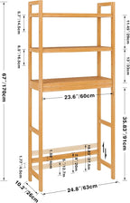 SMIBUY Bathroom Storage Shelf, Bamboo Over-The-Toilet Organizer Rack, Freestanding Toilet Space Saver with 3-Tier Adjustable Shelves (Natural)