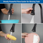 Hibbent Pull Down Kitchen Faucet Head Replacement, NSF/ANSI/CAN 61 & CUPC Certified 3-Function Sink Spray Nozzle with 15 Adapters Compatible with Moen, Delta, Kohler Faucets - Oil-Rubbed Bronze