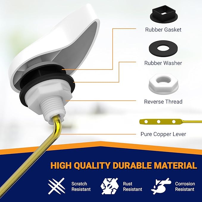 Toilet Handle Replacement (White Finish, Front Mount)