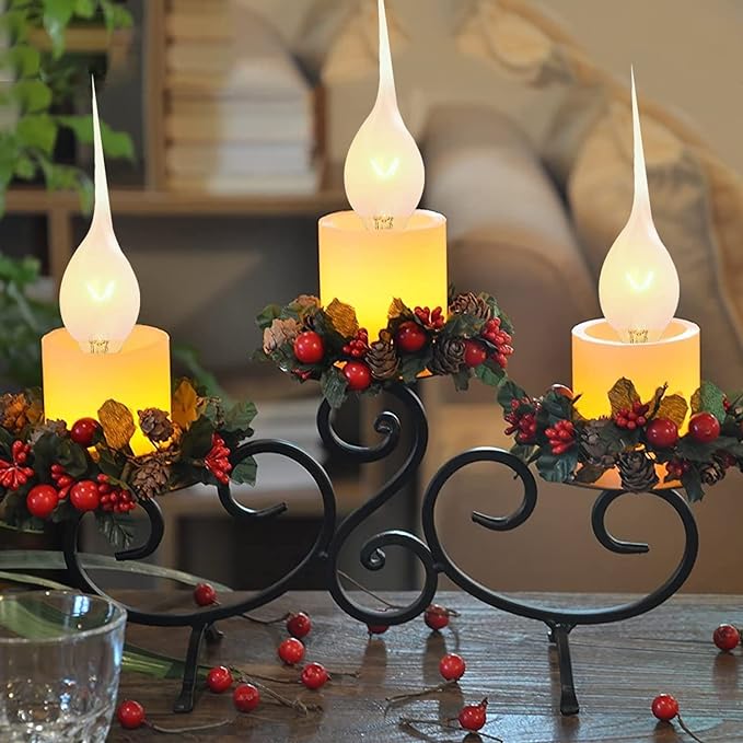 Silicone Dipped Candle Light Bulbs Country Style Candle Replacement Bulbs 5 Watts Clear Silicone Light Bulbs for Window Candles Chandeliers, C7/E12 Candelabra Base (12 Pack)