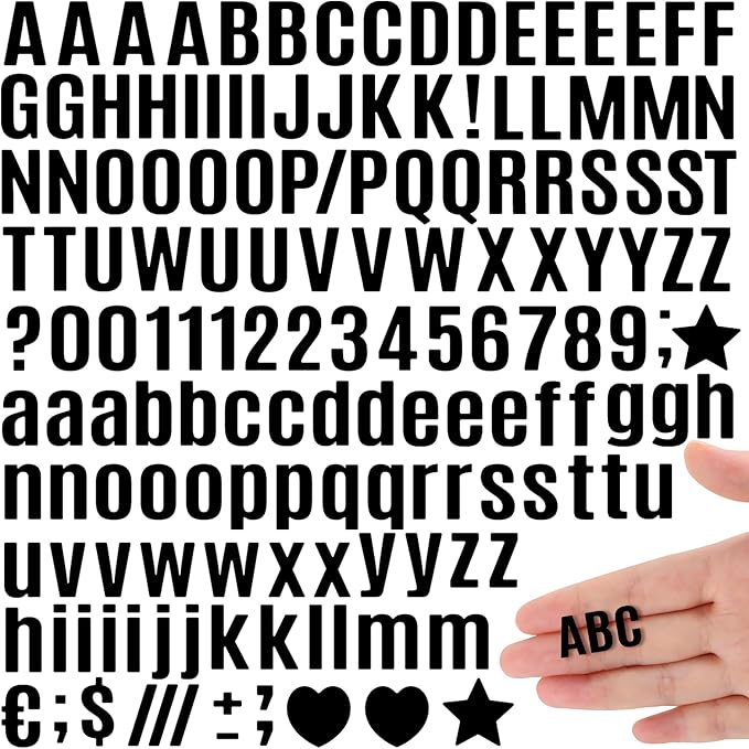 Letter Stickers Small Alphabet Stickers Numbers and Letters Self Adhesive Vinyl Waterproof Sticker for Scrapbooking, Water Bottles,Cup,Mailbox Address,Sign,DIY Crafts Art (Black, 0.5 Inch)