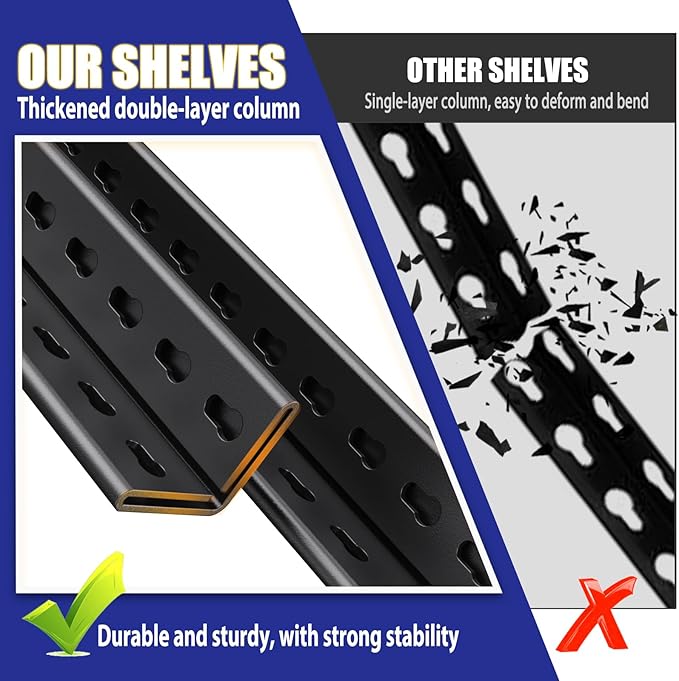 Garage Shelving-3000 lbs 5 Tier Storage Shelves,Adjustable Heavy Duty Metal Shelving Unit and Storage Large Wire Rack,Utility Steel Shelf for Warehouse Industrial Pantry Basement -78"x46"x20",Black