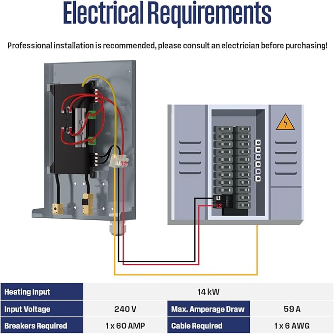Westinghouse 14kW 240V Electric Tankless Water Heater, Compatible with Alexa & Google Home, ETL, IPX4, Gray