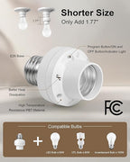 Remote Control Light Bulb Socket, Decorator Rocker Wall Switch, 200FT Range Wireless Light Switch for Pull Chain Light Fixture, E26 E27 Base, No Wiring Needed (1 Wall Switch and 2 Sockets)