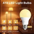dalattin A19 LED Light Bulbs 60 Watts Equivalent Bulbs,800 LM,Non-Dimmable,Efficient 9W Energy Saving Lights for Living Room,Office,80+ CRI,120V,UL Listed (Soft White 2700k, 10 Counts)