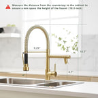Fapully LED Kitchen Sink Faucet with Pull Down Sprayer Brushed Gold