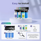 iSpring 3-Stage Whole House Water Filter System, SGS-Tested to Removes Up to 99% PFAS, Reduces Scale, Heavy Metals, Corrosion, Lead, Chlorine, 10” x 4.5” Filters, 1” NPT Ports, Model: WGB31B-PFKDS