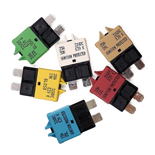 E39 Manual Low-Profile Resettable ATC/ATO Blade Fuse - 5A 10A 15A 20A 25A 30A for Car Trucks Marine Boat RV Solar and More 12V 24V (6PCS Mixed)