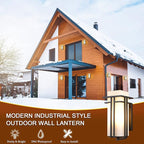 Outdoor Porch Light Wall Mounted Waterproof Wall Lantern Exterior Light Fixture for Entryways Yards Garage Front Porch, Square Metal Frame with Frosted Glass, Black