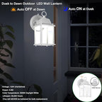 LIT-PaTH Small Outdoor LED Wall Lantern with Dusk to Dawn Photocell, 5000K Daylight White, 9.5W, 800 Lumen, Aluminum Housing Plus Glass, Outdoor Rated, 1-Pack, White