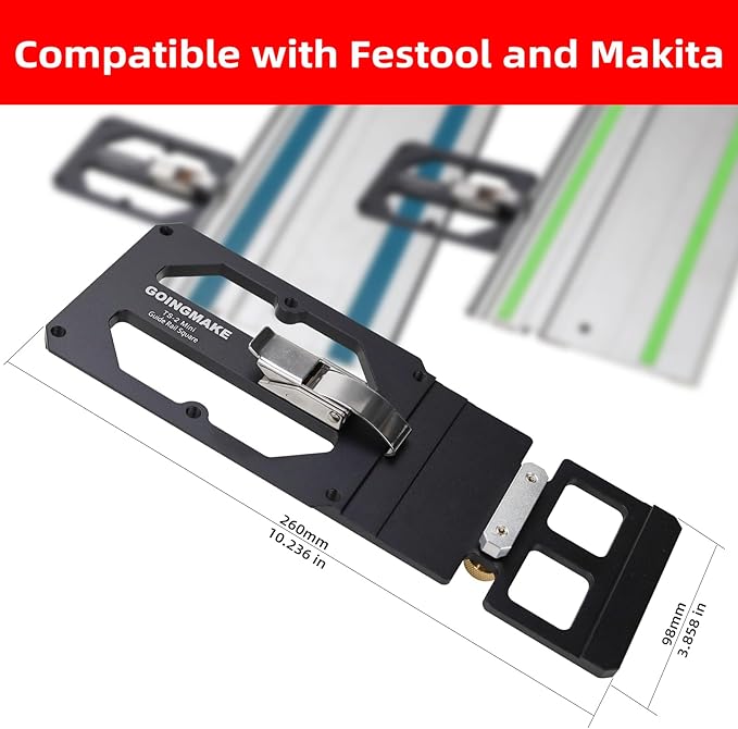Compact Guide Rail Square with Edge Support,Track Saw Square,Track Saw Rail Square Guide,90 Degree Right Angle Guide Compatible with Festool and Makita for Fast, Easy Square Cuts