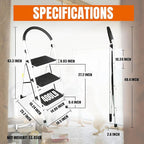 3 Step Ladder, Folding Lightweight Step Stool with Wide Anti-Slip Pedal for Home, Office, Kitchen and Garage, Service Height 27.2 inch, 400 lbs Capacity