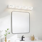 LED Bathroom Light Fixtures, 33inch White Vanity Lights, Modern 4 Light Acrylic Wall Sconces, 350° Rotatable Wall Lighting Fixture Over Mirror