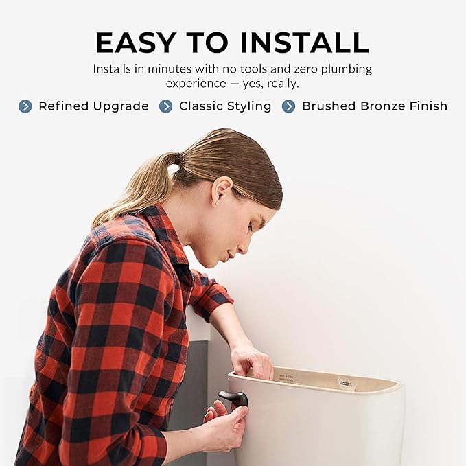 Qualihome Brushed Bronze Toilet Handle - Front Mount Bronze Toilet Flush Handle Lever Replacement - Universal Fit - Durable Design - Easy Installation - Ideal for Most Front Mount Toilets