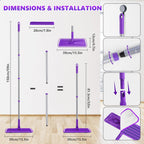 Microfiber Mops for Floor Cleaning - BPAWA Flat Floor Mop with 4 Reusable Washable Pads fit for Swiffer Powermop Kitchen Wet Dry Dust Mop for Hardwood Laminate Wood Tile Ceramic Vinyl Wall Floors