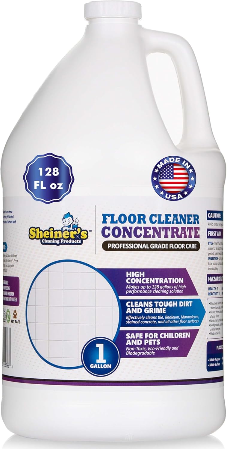 Sheiner's Multi-Surface Cleaner Concentrate, No-Rinse Floor Cleaner for Mopping & Degreaser for Home, Safe for Kids & Pets, Non-Toxic Lavender Scent All-Purpose Cleaning Supplies,1-Gallon.