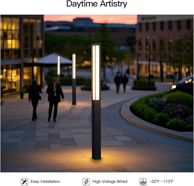 Path Light, 92" Pathway Lights, Wired Outdoor Modern Landscape LED Bollard Driveway Lighting, IP65 Waterproof Aluminum High Voltage Floor Lamp for Walkway Lawn Patio Yard Garden Decoration