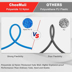 CheeMuii 76 PCS Brass DOT Air Line Fittings with 100FT 1/4" and 50FT 3/8" Blue DOT Air Lines Kit Push Lock Air Line Quick Connect Fittings with Pneumatic Tubing Set