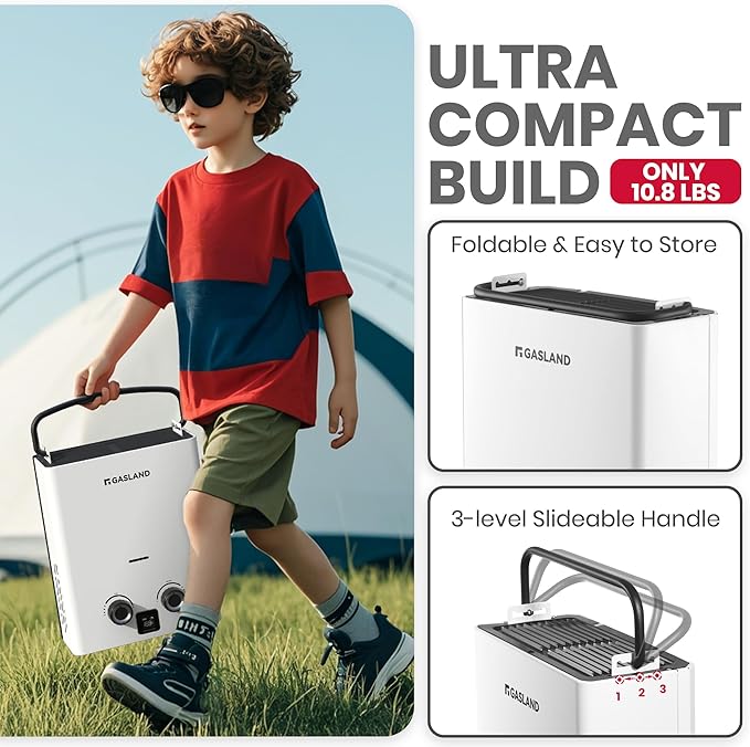 GASLAND 2025 Goshower G5 Portable Small Propane Water Heater | 1.32 GPM, 34,000 BTU | CSA Certified | For Camping, Off-Grid | Digital Display