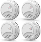 Fire Alarms Smoke Detectors, Photoelectric Sensor Smoke Alarm Battery Operated, Fire Alarm with Test Button & Low Battery Signal, LED Warning Light 85 dB Alarm Sound for Bedroom and Home, 4 Pack