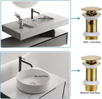 Bathroom Sink Drain, 2 Pack Gold Drain Stopper Bathroom Sink with Overflow, Pop Up Drain Assembly with Detachable Strainer Basket, Built-in Anti-Clogging Strainer,Stainless Steel