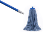 Matthew Cleaning Commercial Screw On Mop Handle for Floor Cleaning Heavy Duty Mop Head Replacement Holder 60inch with Threaded Metal Tip(Blue, 6 Pack)