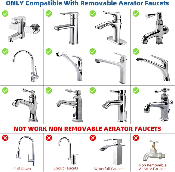 Hibbent NSF/ANSI/CAN 61 Certified Kitchen Faucet Aerator, CUPC Certification 360-degree Swivel Sprayer 2 Water Flow Sprayer Modes Faucet Extender-55/64Inch-27UNS Female Thread, Matte Black