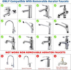 Hibbent NSF/ANSI/CAN 61 Certified Kitchen Faucet Aerator, CUPC Certification 360-degree Swivel Sprayer 2 Water Flow Sprayer Modes Faucet Extender-55/64Inch-27UNS Female Thread, Matte Black