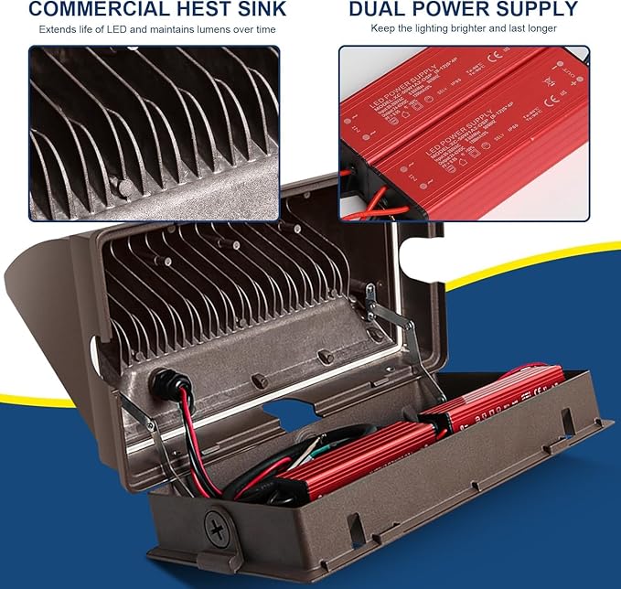 ledmo 120W LED Wall Pack Light, 15840LM Daylight Outdoor Security Lighting, Commercial and Industrial Outdoor Wall Pack Lights, 5000K IP65 Waterproof for Garage, Warehouse, Parking lot, Yard, 6 Pack