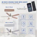 52" RGB Ceiling Fan with Light and Remote/App - Flush Mount Ceiling Fan Light with Reversible Mute Motor, RGB Ring, 5 Dual-Sided Blades, Low Profile Ceiling Fans for Indoor, Party