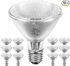 Par30 Halogen 75 Watt Flood Light Bulbs 120V,Par30 Long Neck Halogen Bulbs 12 Pack,E26 Base Dimmable 2700K Soft White Halogen Light Bulb for 5-6in Recessed/Ceiling Cans/Accent/Tracking Lights