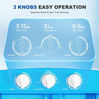 Superday Portable Washing Machine, 17.6lbs Small Washing Machine and Spin Dryer Combo, Mini Twin Tub Laundry Machine for Camping, Apartments, Dorms, College Rooms, RV, Delicates, Blue